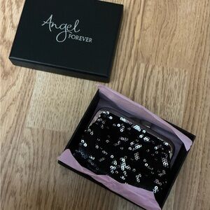 Victoria’s Secret Angel Forever Black and Sequin Clutch/Coin Purse In Gift Box